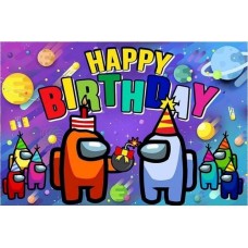 184187A5 Among us happy birthday imagine comestibila din vafa 20x15cm